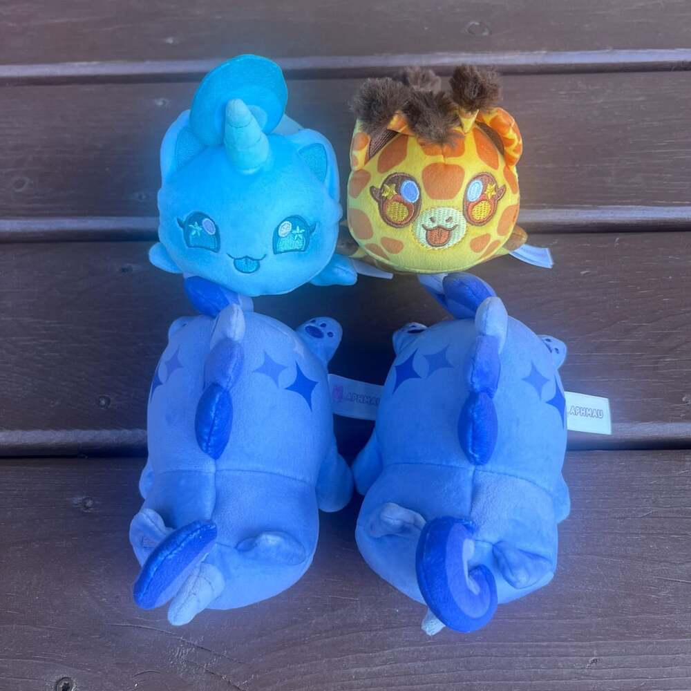 4 Aphmau MeeMeows Mystery Plush Lot (Aqua & 2 Violet Unicorns and Giraffe)